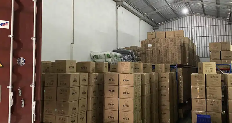 Boxes stacked across the RBiz warehouse
